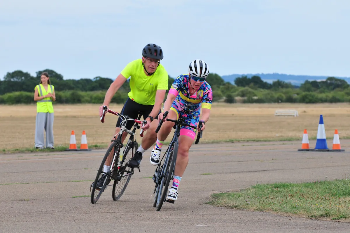 Cyclists taking part in a local sports event at Bicester Motion
